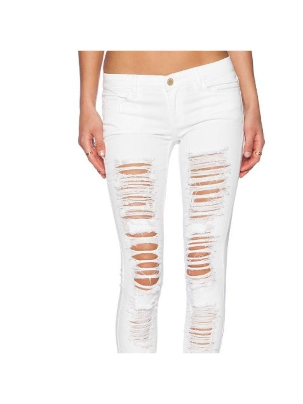 Blank NYC Distressed Skinny Jeans in White Lines Size 28